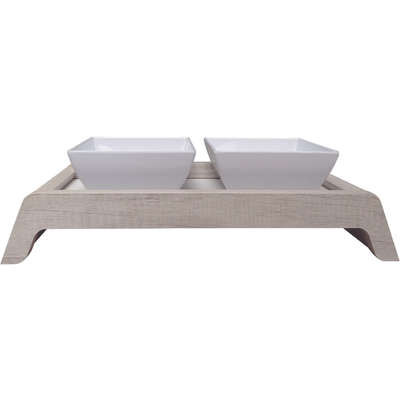 Comedouro Duplo Elevado para Cães e Gatos