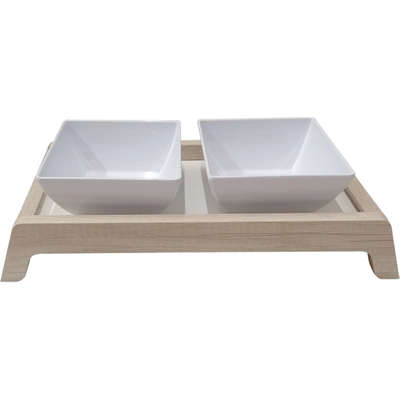 Comedouro Duplo Elevado para Cães e Gatos