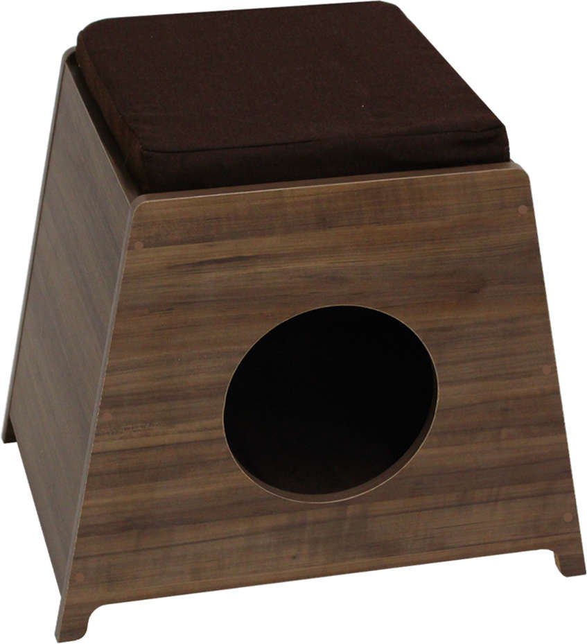 Casa de Madeira Escura para Gatos - Tam. Único