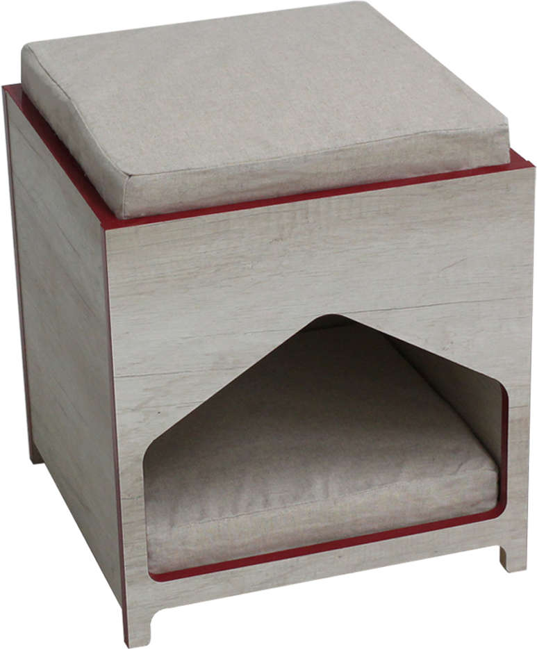 Casa de Madeira Quadrada com Vermelho para Cães e Gatos - Tam. Único