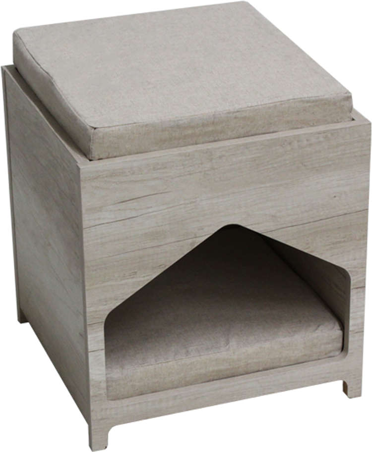 Casa de Madeira Clara Quadrada para Cães e Gatos - Tam. Único