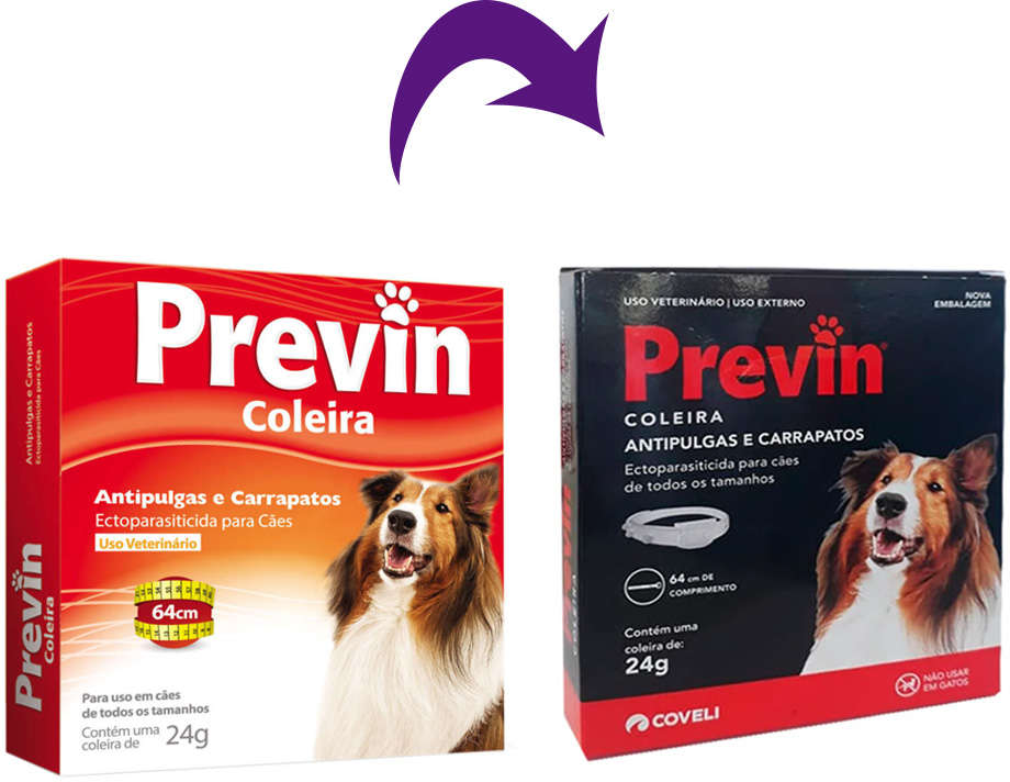 Coleira Anti Pulgas e Carrapatos Coveli Previn para Cães - 24 g