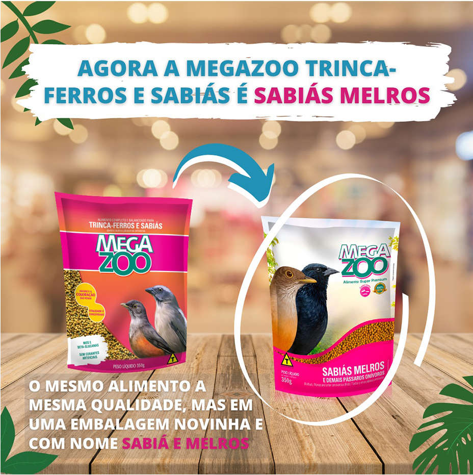 Ração Extrusada para Trinca-Ferros e Sabiás Megazoo (O 20) - 350 g