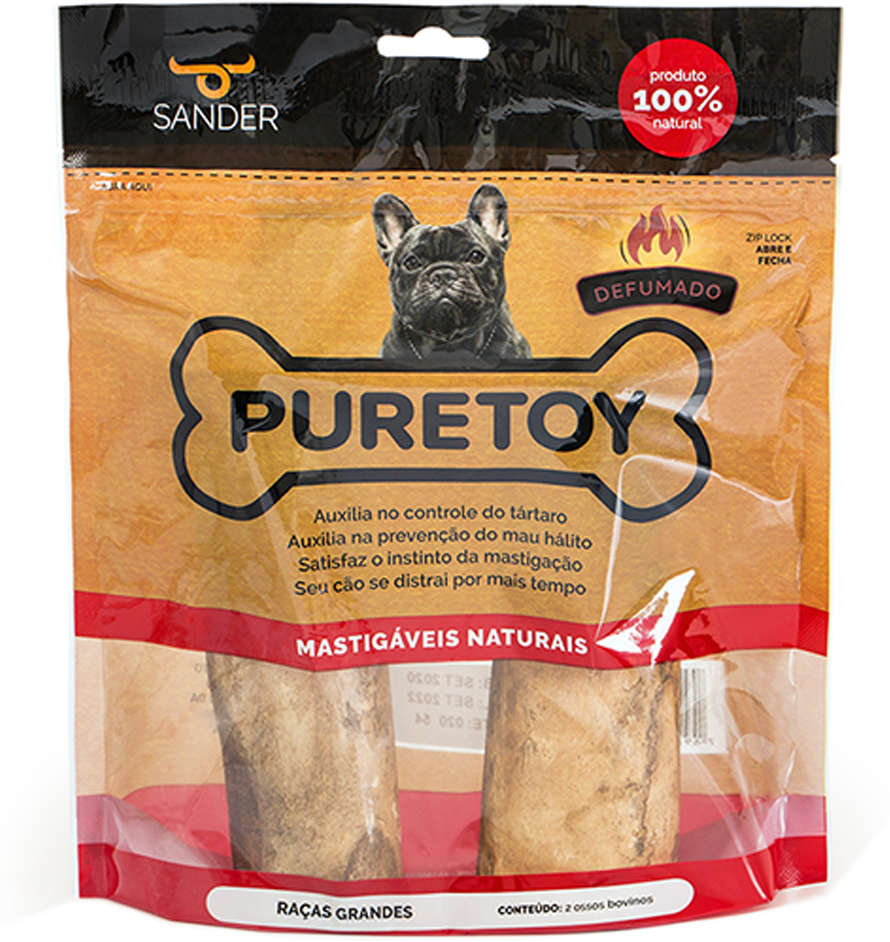 Osso Puretoy Mastigáveis Naturais para Cães Sabor Defumado - 2 Unidades