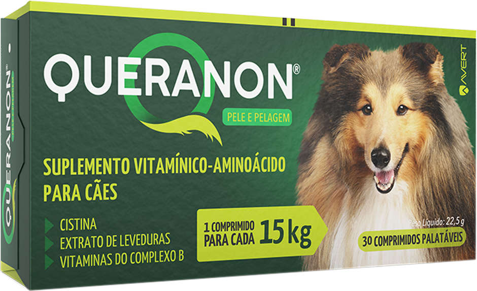 Suplemento Vitamínico-Aminoácido Avert Queranon para Cães de 15Kg - 30 Comprimidos