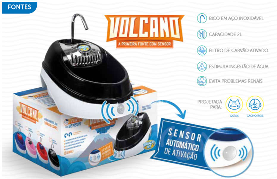 Fonte Elétrica Truqys Pet Volcano Preto com Sensor de Presença - Preto