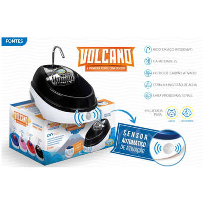 Fonte Elétrica Truqys Pet Volcano Preto com Sensor de Presença