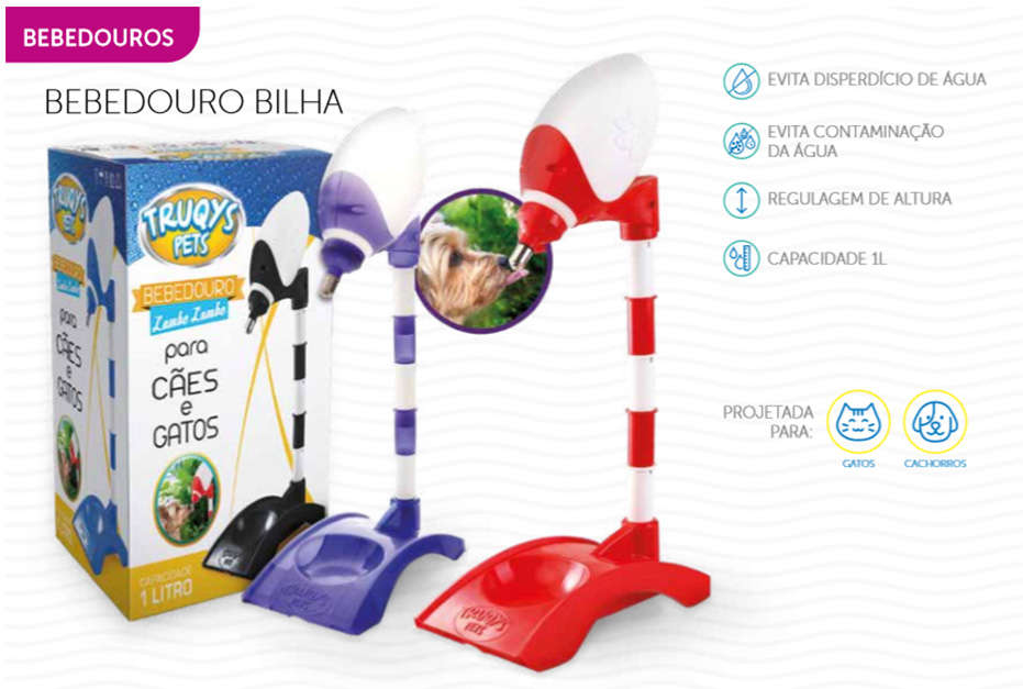Bebedouro Bilha Truqys Pets Lambe Lambe Roxo - 1 Litro