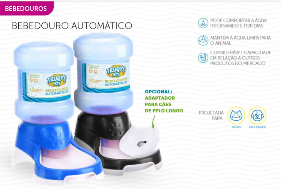 Bebedouro Automático Truqys Pets Azul com Galão - 2 Litros