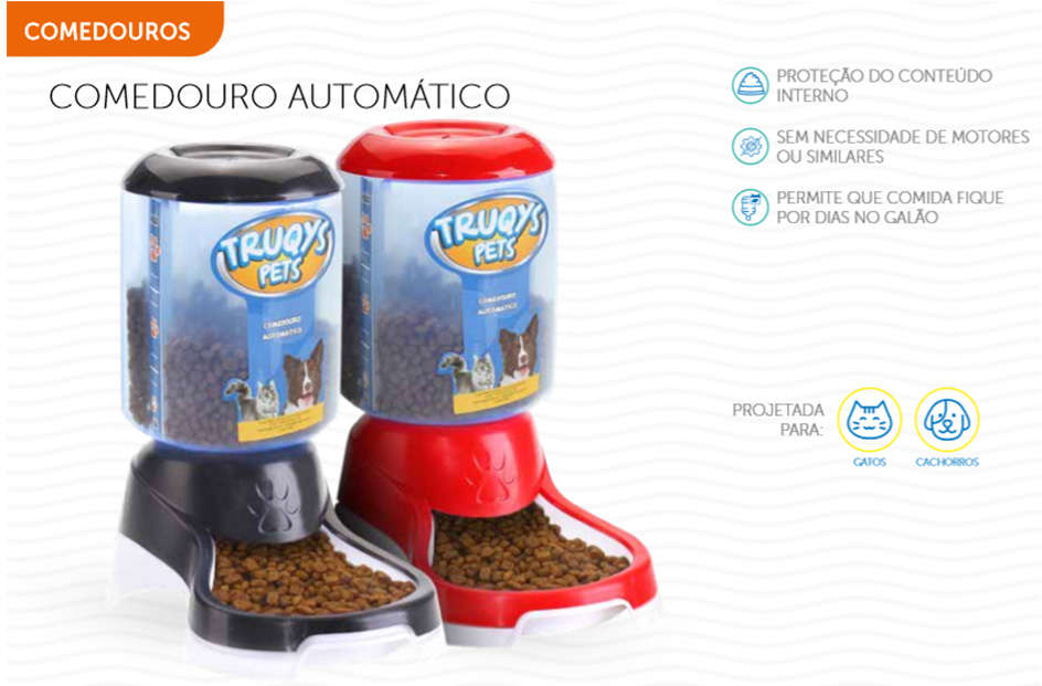 Comedouro Automático Truqys Pets Preto com Galão - 1Kg