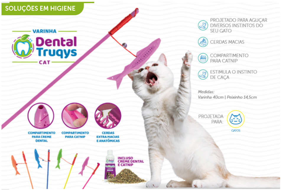 Brinquedo Varinha Dental Rosa para Gatos - Tam. Único