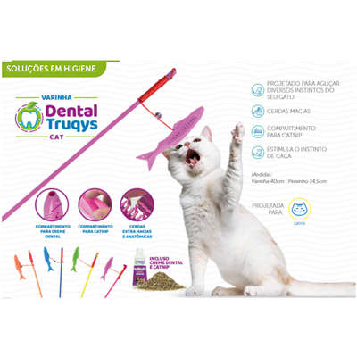 Brinquedo Varinha Dental Rosa para Gatos