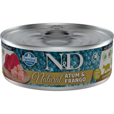 Ração Úmida Lata Farmina N&D Natural Atum e Frango para Gatos Adultos