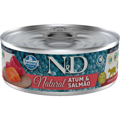 Ração Úmida Lata Farmina N&D Natural Atum e Salmão para Gatos Adultos