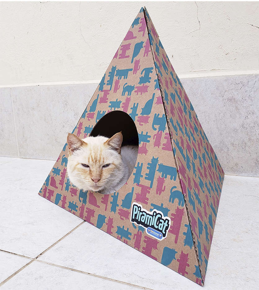 Toca PiramiCat Pink e Verde Água para Gatos - Tam. Único