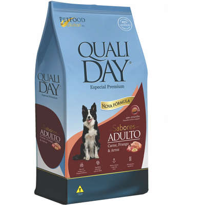 Ração Qualiday Especial Premium Carne, Frango e Arroz para Cães Adultos