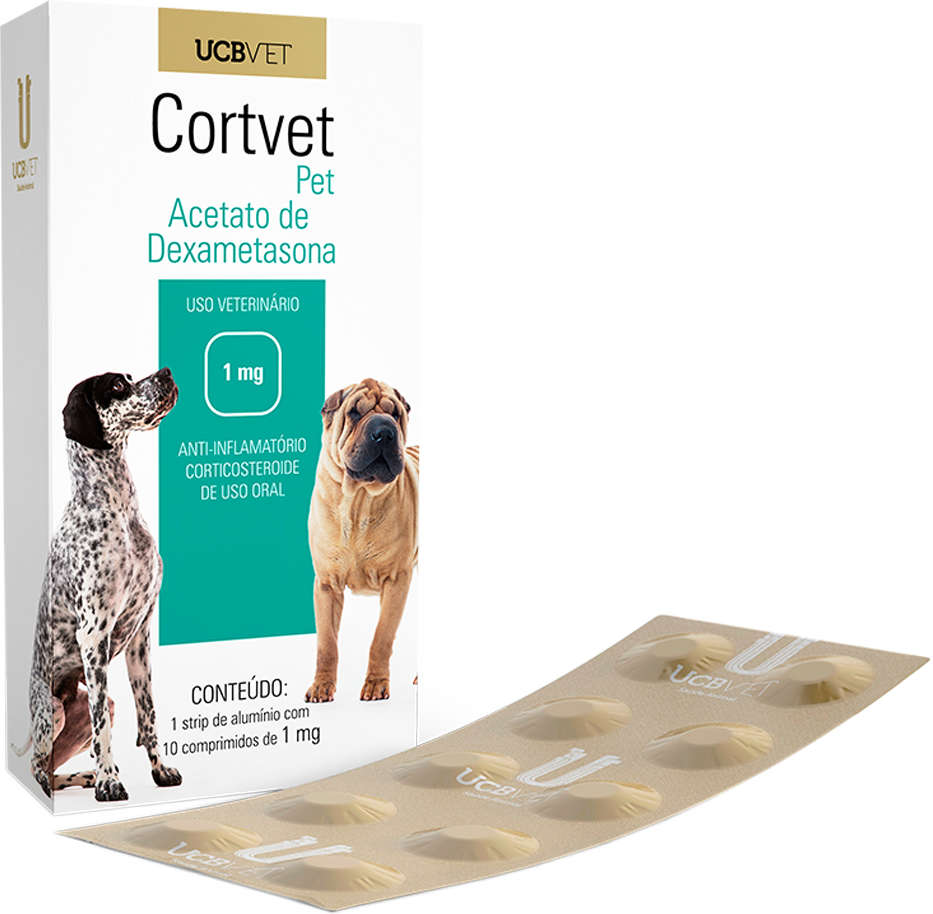 Anti-Inflamatório UCBVET Acetato de Dexametasona Cortvet Pet para Cães - 1 mg