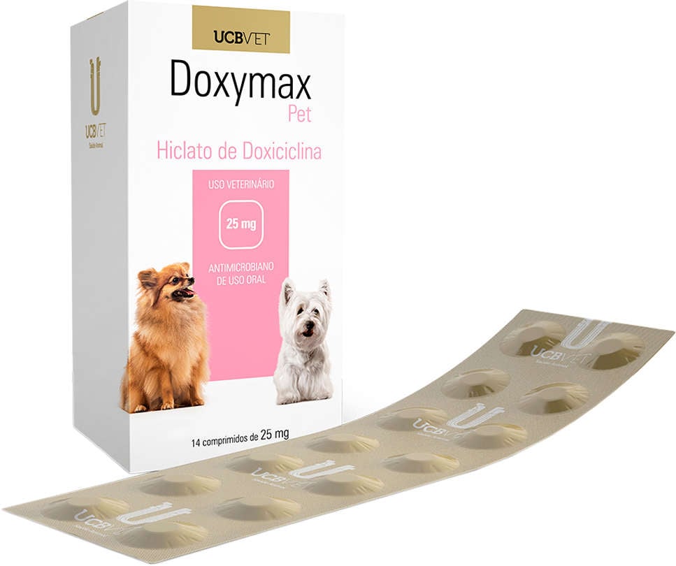 Antibiótico UCBVET Doxiciclina Doxymax Pet para Cães - 25 mg