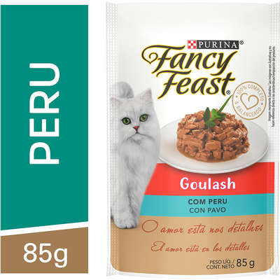 Racão Úmida Nestlé Purina Fancy Feast Sachê Goulash com Peru para Gatos Adultos