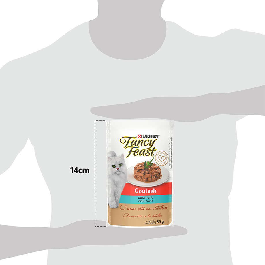 Racão Úmida Nestlé Purina Fancy Feast Sachê Goulash com Peru para Gatos Adultos - 85 g - 45 Unidades