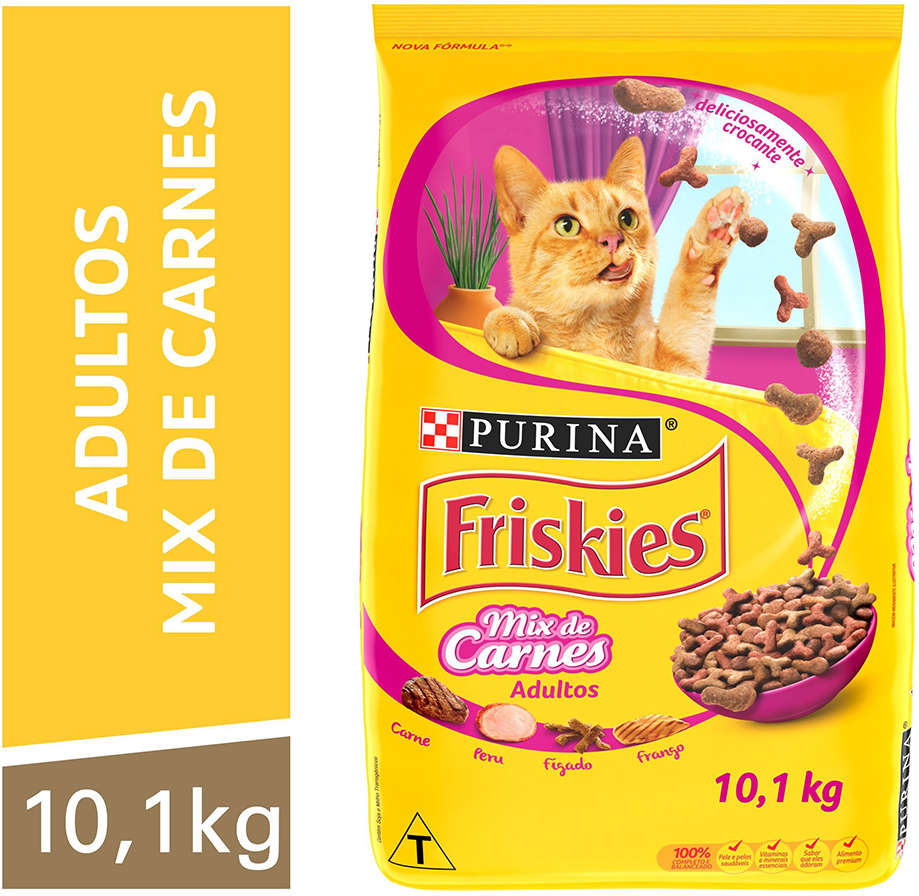 Ração Seca Nestlé Purina Friskies Mix de Carnes para Gatos Adultos - 10,1Kg