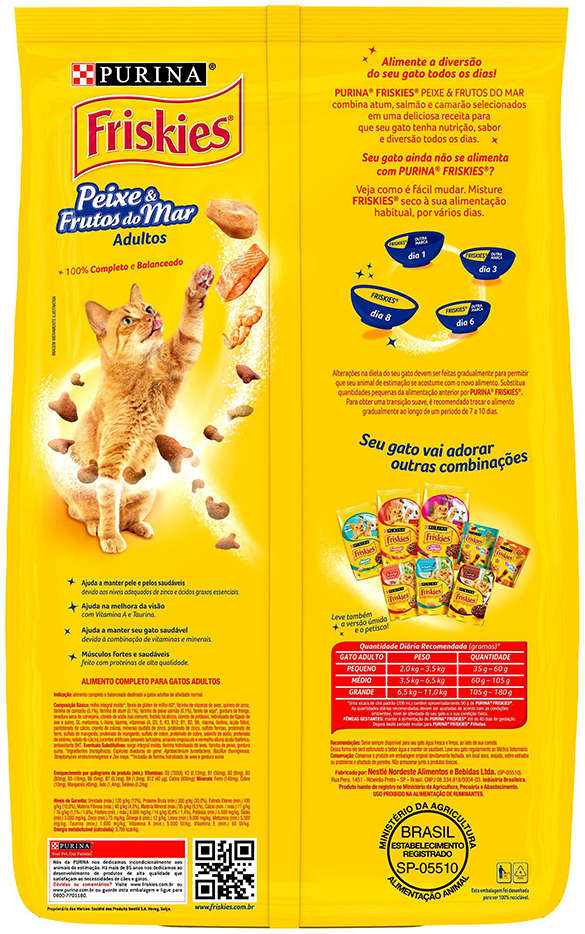 Ração Seca Nestlé Purina Friskies Peixe & Frutos do Mar para Gatos Adultos - 10,1Kg