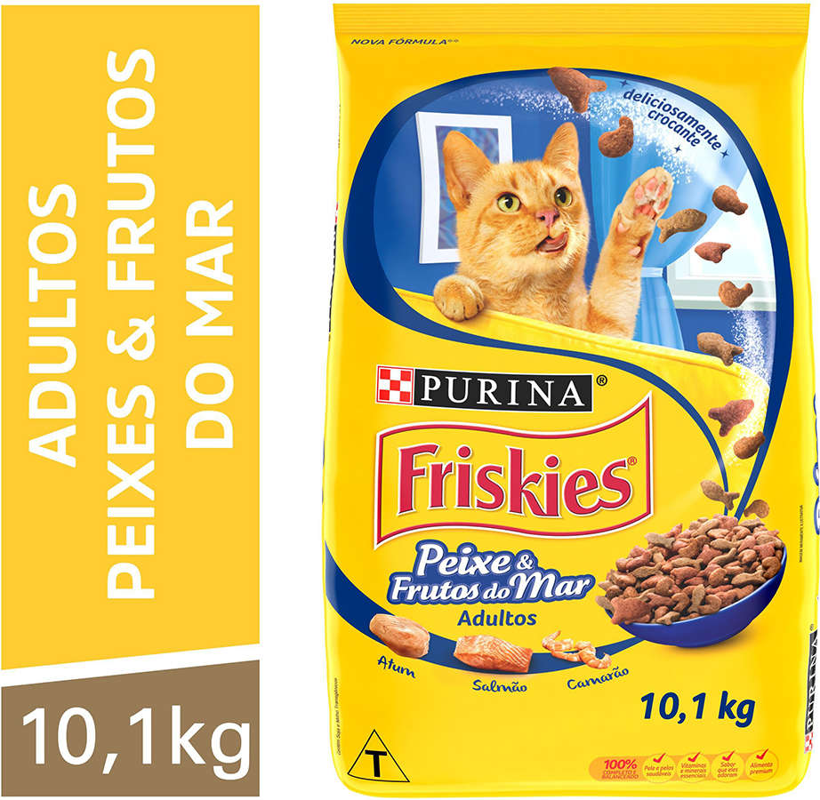 Ração Seca Nestlé Purina Friskies Peixe & Frutos do Mar para Gatos Adultos - 10,1Kg