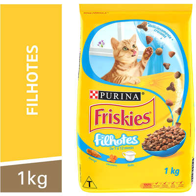 Ração Seca Nestlé Purina Friskies Frango, Cenoura e Leite para Gatos Filhotes