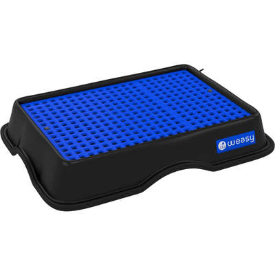 Sanitário Higiênico Weasy Bandeja Preta e Tapete Azul Borboleta com Entrada de Água para Cães