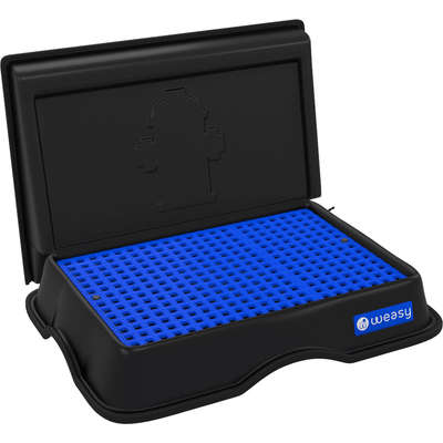 Sanitário Higiênico Weasy com Parede e Entrada de Água Bandeja Preta e Azul Borboleta para Cães