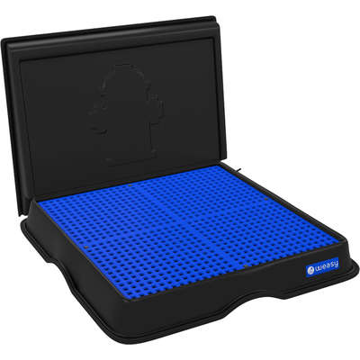 Sanitário Higiênico Weasy com Parede e Entrada de Água Bandeja Preta e Azul Borboleta para Cães