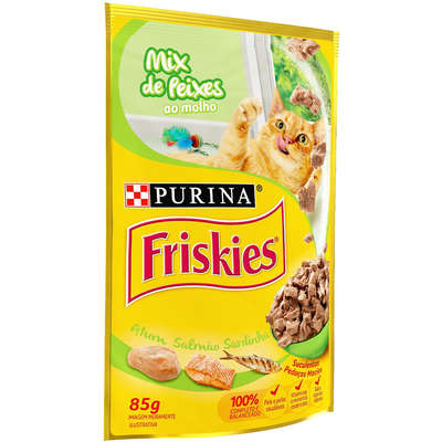 Ração Úmida Nestlé Purina Friskies Sachê Mix Peixe ao Molho para Gatos