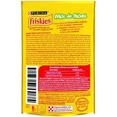 Ração Úmida Nestlé Purina Friskies Sachê Mix Peixe ao Molho para Gatos