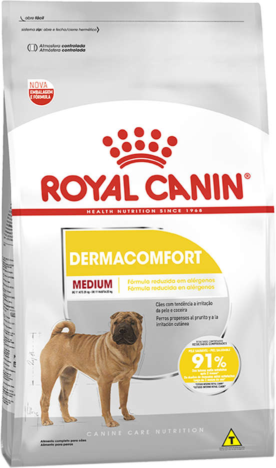 Ração Royal Canin Medium Dermacomfort para Cães de Raças Médias Adultos e Idosos Pele - 10,1Kg