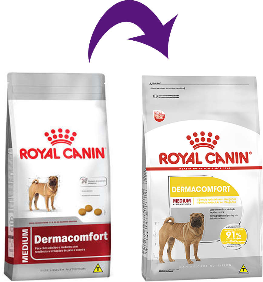 Ração Royal Canin Medium Dermacomfort para Cães de Raças Médias Adultos e Idosos Pele - 10,1Kg