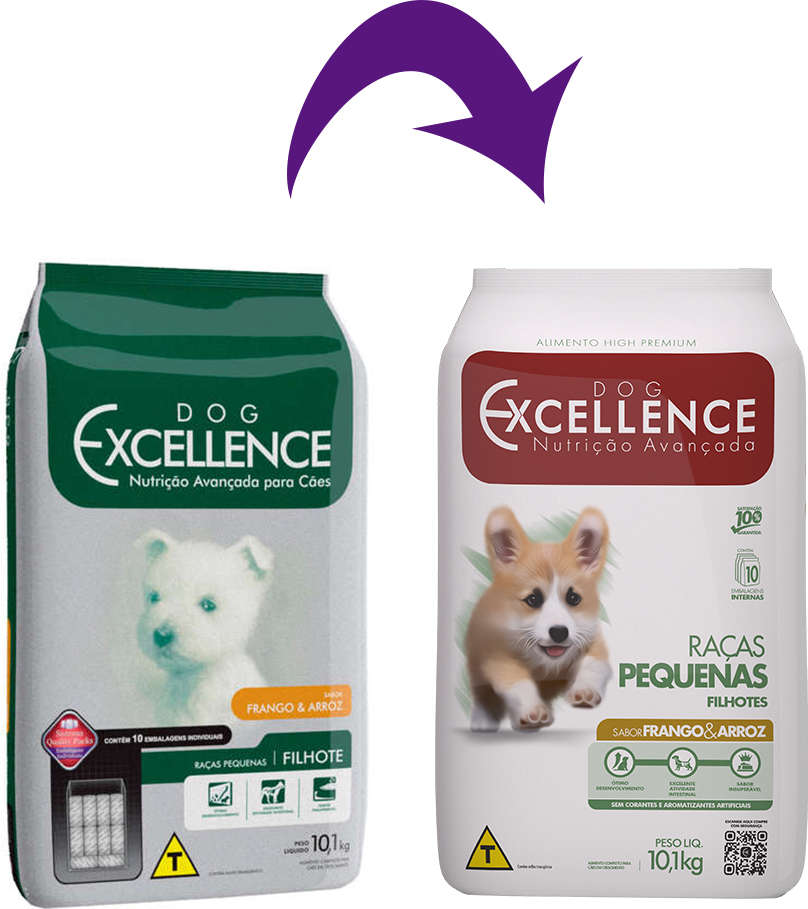 Ração Seca Dog Excellence Frango e Arroz Cães Filhotes Raças Pequenas - 10,1Kg