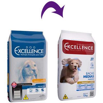 Ração Seca Dog Excellence Frango e Arroz para Cães Filhotes Raças Médias