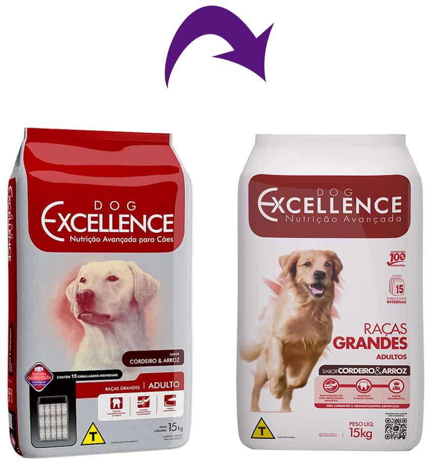 Ração Seca Dog Excellence Cordeiro e Arroz para Cães Adultos Raças Grandes - 15Kg