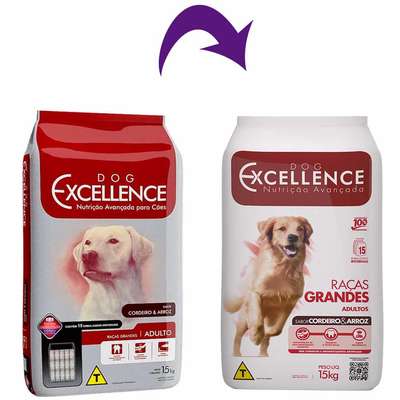 Ração Seca Dog Excellence Cordeiro e Arroz para Cães Adultos Raças Grandes