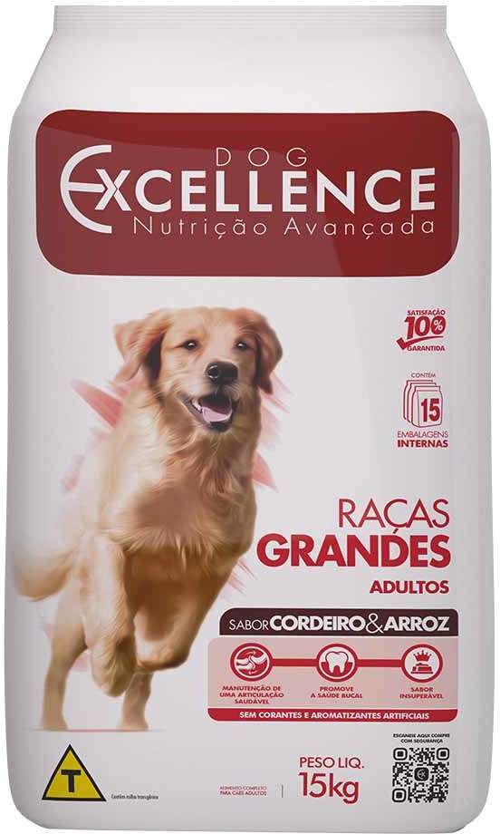 Ração Seca Dog Excellence Cordeiro e Arroz para Cães Adultos Raças Grandes - 15Kg