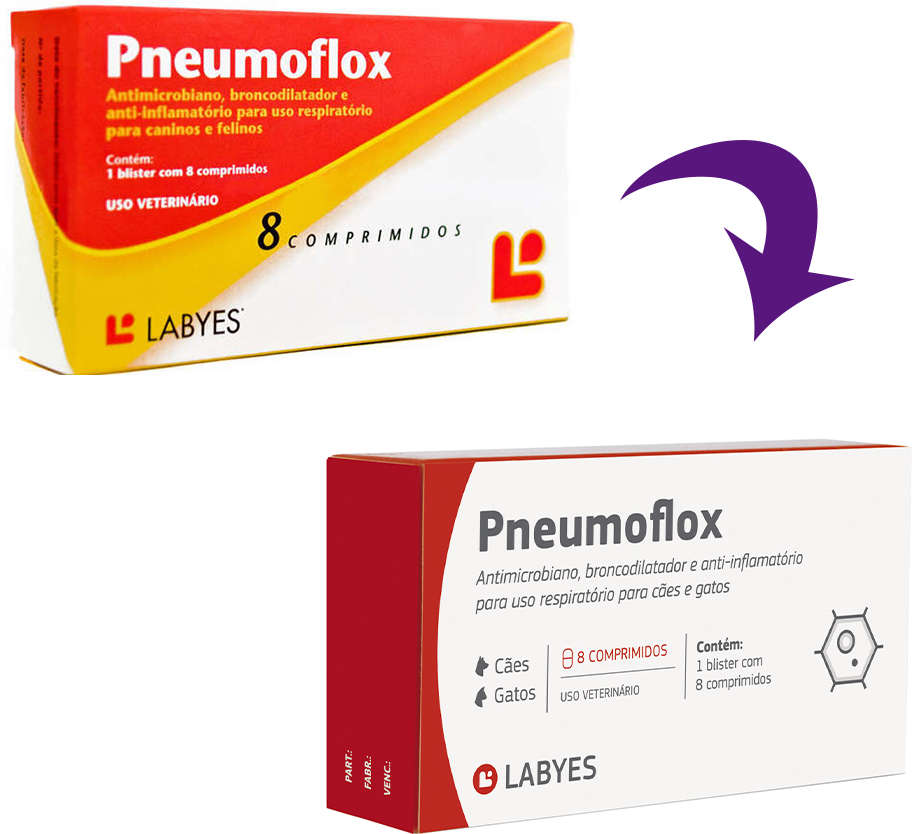 Antibiótico Labyes Pneumoflox para Cães e Gatos- 8 Cápsulas