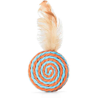 Brinquedo Mini Tamborim com Peninhas Fibra Natural para Gatos