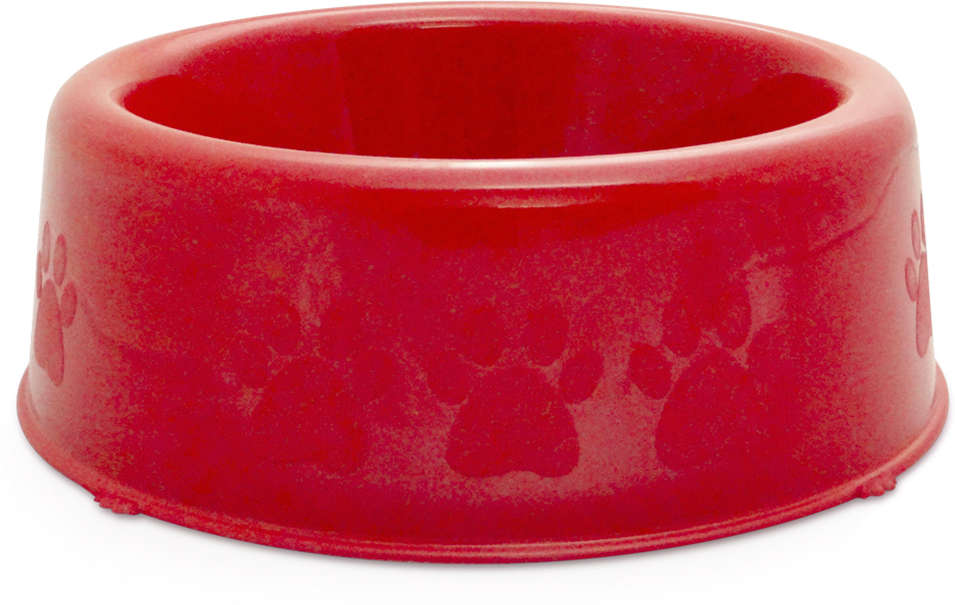 Comedouro Plástico Patinhas Vermelho - Tam. M