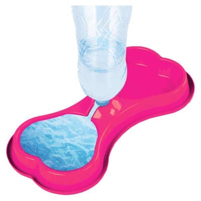Comedouro Duplo Osso Rosa para Cães