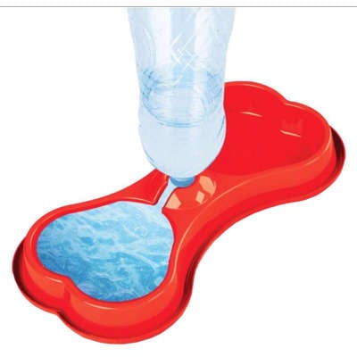 Comedouro Duplo Osso Vermelho para Cães