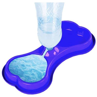 Comedouro Duplo Osso Azul para Cães