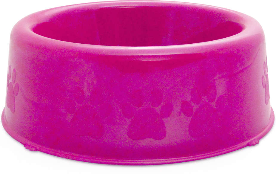 Comedouro Plástico Patinhas Filhotes Rosa - 300 mL