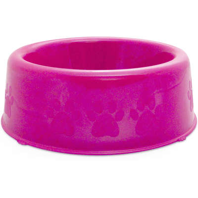 Comedouro Plástico Patinhas Filhotes Rosa
