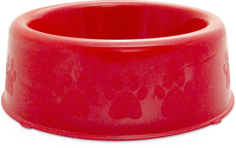 Comedouro Plástico Patinhas Filhotes Vermelho - 300 mL