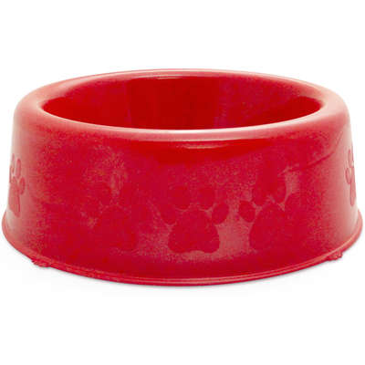 Comedouro Plástico Patinhas Filhotes Vermelho